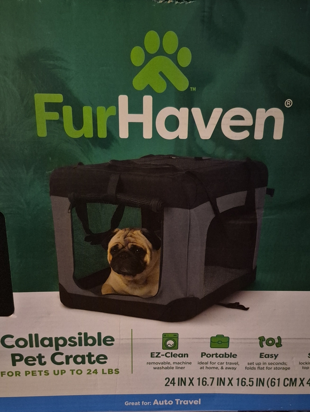 Collapsible Pet Crate - Gray/Black Large